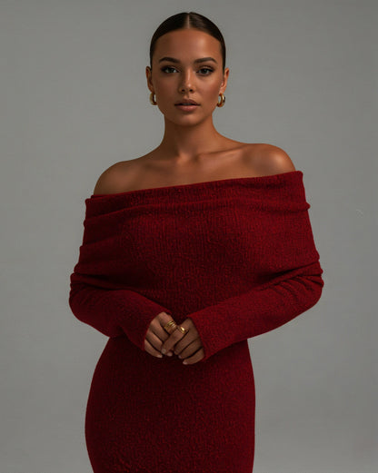 ANGELICA Knit Off-Shoulder Maxi Dress